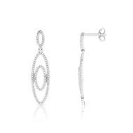 Boucles d'oreilles or 375 blanc diamant
