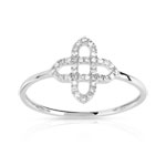 Bague or 375 blanc diamant - vue 1
