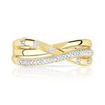 Bague or 375 2 tons anneaux entrelacés diamants - vue 3