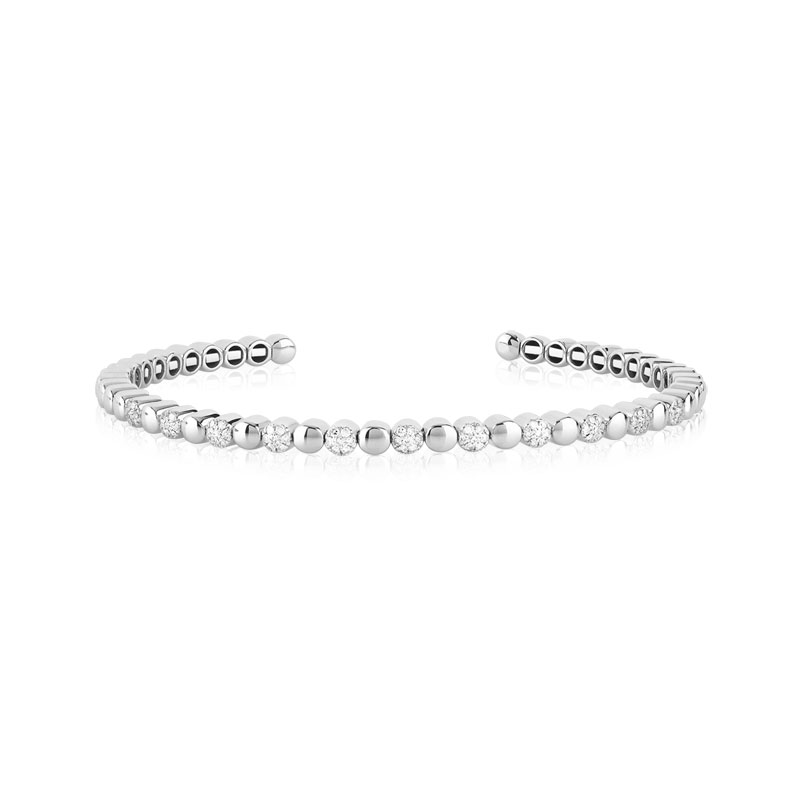 Bracelet or 375 blanc acier et diamant - Femme - Bracelet rigide | MATY