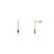 Boucles d'oreilles or 375 2 tons rubis et diamant
