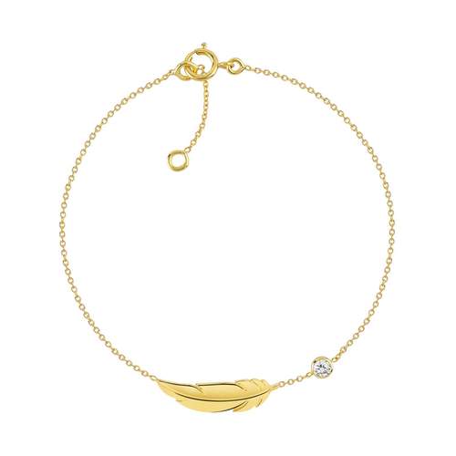 Bracelet or 375 jaune plume zirconia
