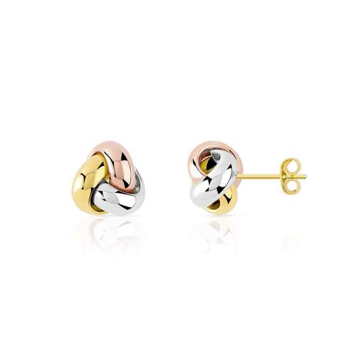Boucles d'oreilles or 375 3 tons noeuds