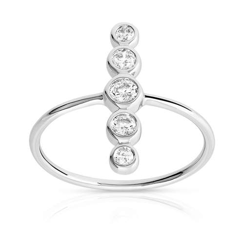 Bague or 375 blanc zirconia