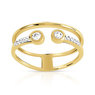 Bague or 375 2 tons zirconia