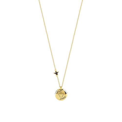 Collier or 375 jaune et zirconia noir