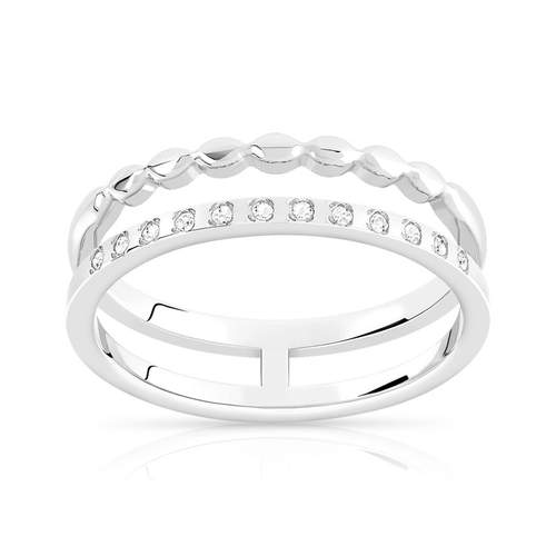Bague or 375 blanc diamant