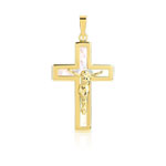 Pendentif croix or 375 jaune et nacre Crucifix - vue 1