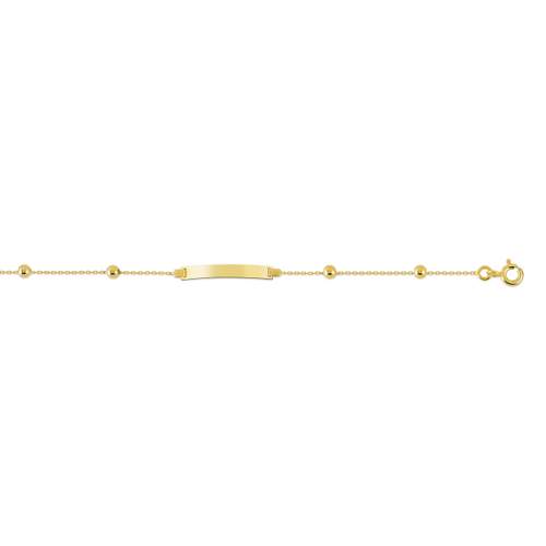 Bracelet identité or 375 jaune personnalisable boules 14 cm
