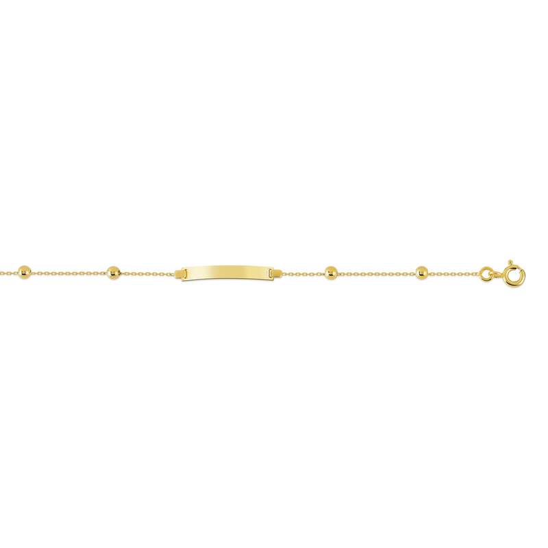 Bracelet identité or 375 jaune personnalisable boules 14 cm - vue 1