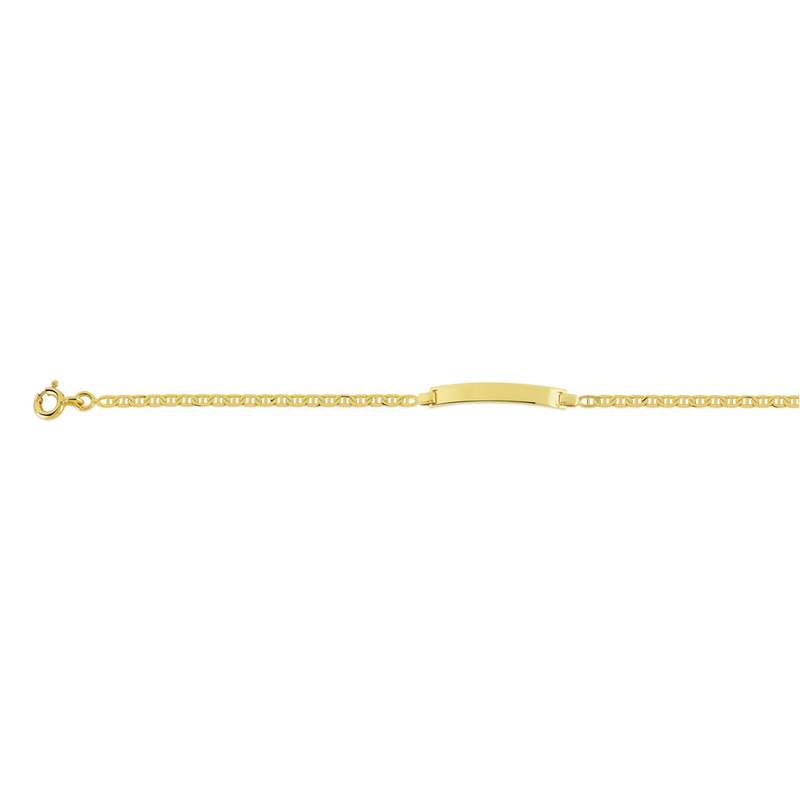 Bracelet identité or 375 jaune maille marine personnalisable 14 cm - vue 1