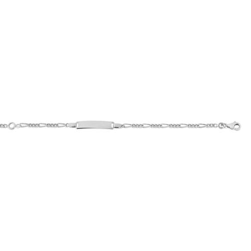 Bracelet identité or 375 blanc maille alternée personnalisable 14 cm
