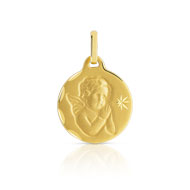 Médaille or 375 jaune ange et étoile diamantée