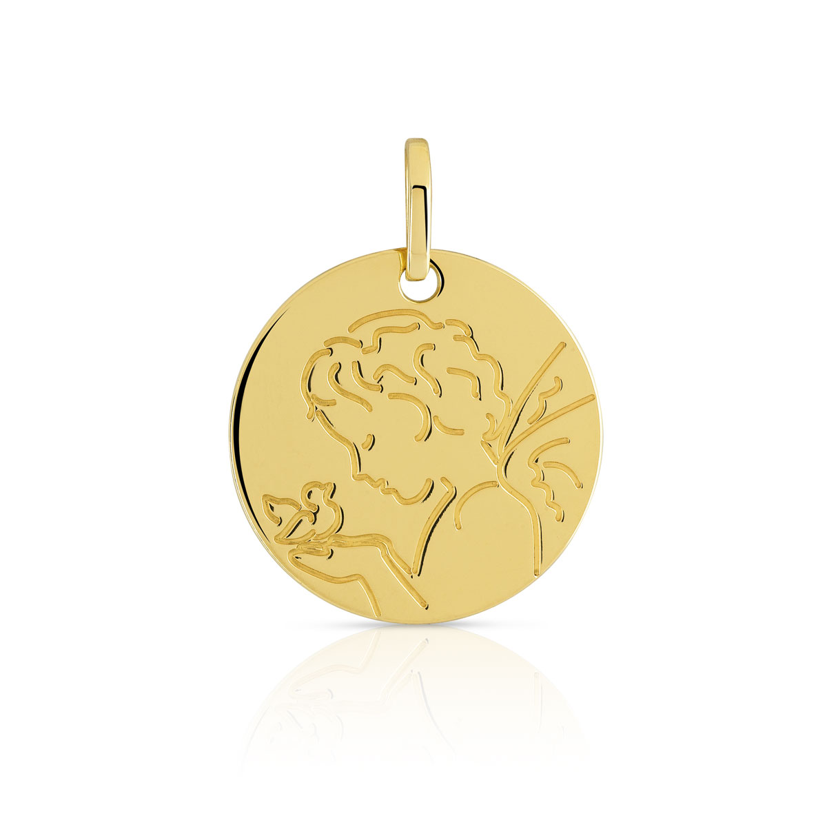 Médaille or 375 jaune 'l'enfant et l'oiseau'
