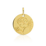Médaille or 375 jaune 'l'enfant et l'oiseau' - vue 1