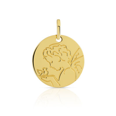 Médaille or 375 jaune 'l'enfant et l'oiseau' - vue 1
