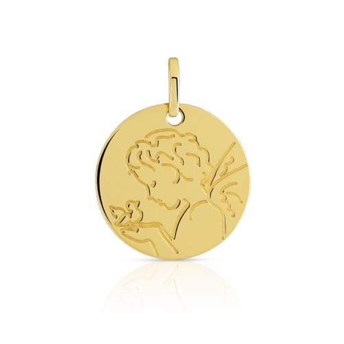 Médaille or 375 jaune "l'enfant et l'oiseau"