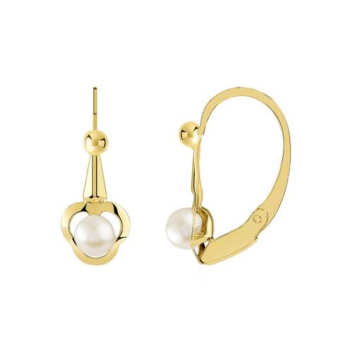 Boucles d'oreilles or 375 jaune brisures perles de culture Chine