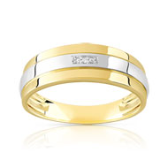 Chevalière or 375 2 tons diamant