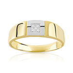 Chevalière or 375 2 tons carrée diamant - vue 1