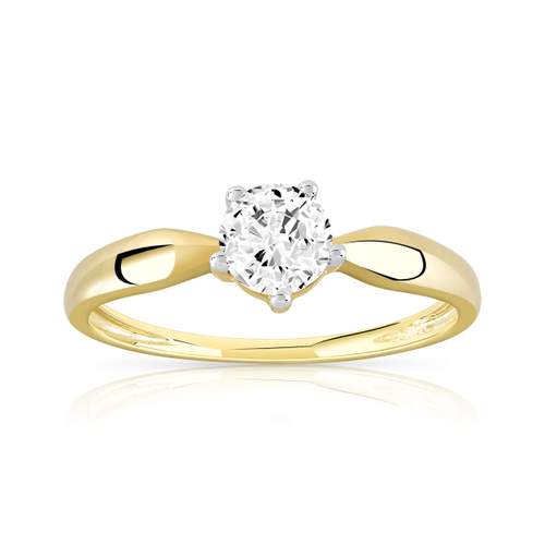 Bague or 375 2 tons zirconia