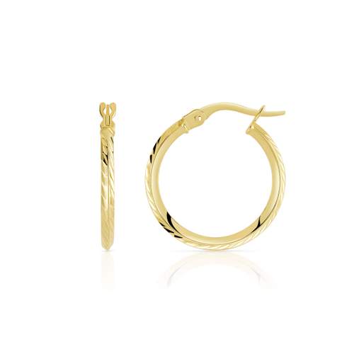 Créoles or 375 jaune diamanté 18 mm