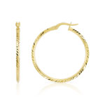 Créoles or 375 jaune diamanté 30 mm - vue 1