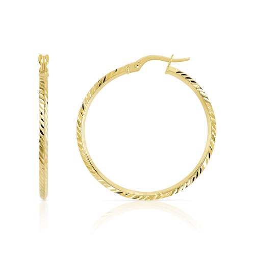 Créoles or 375 jaune diamanté 30 mm