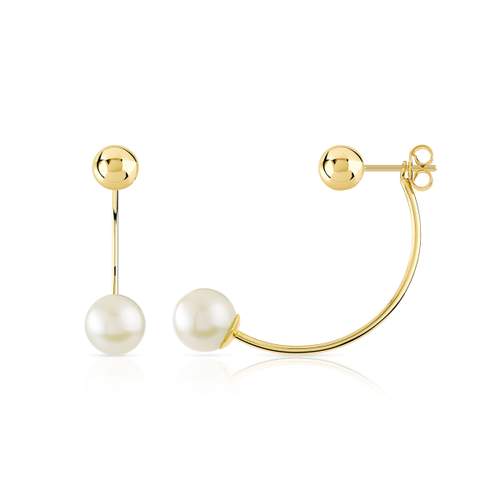 Boucles d'oreilles or 375 jaune perle de culture de chine
