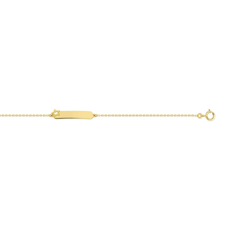 Bracelet identité or 375 jaune personnalisable étoile ajourée coeur 14 cm - vue 1