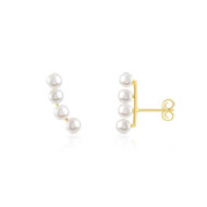Boucles d'oreilles or 375 jaune contours perles de culture de Chine