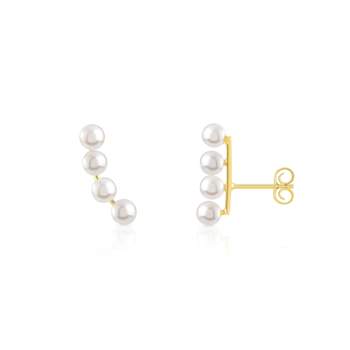 Boucles d'oreilles or 375 jaune contours perles de culture de Chine