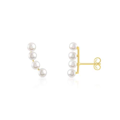 Earrings in 375 yellow gold with Chinese cultured pearls outline