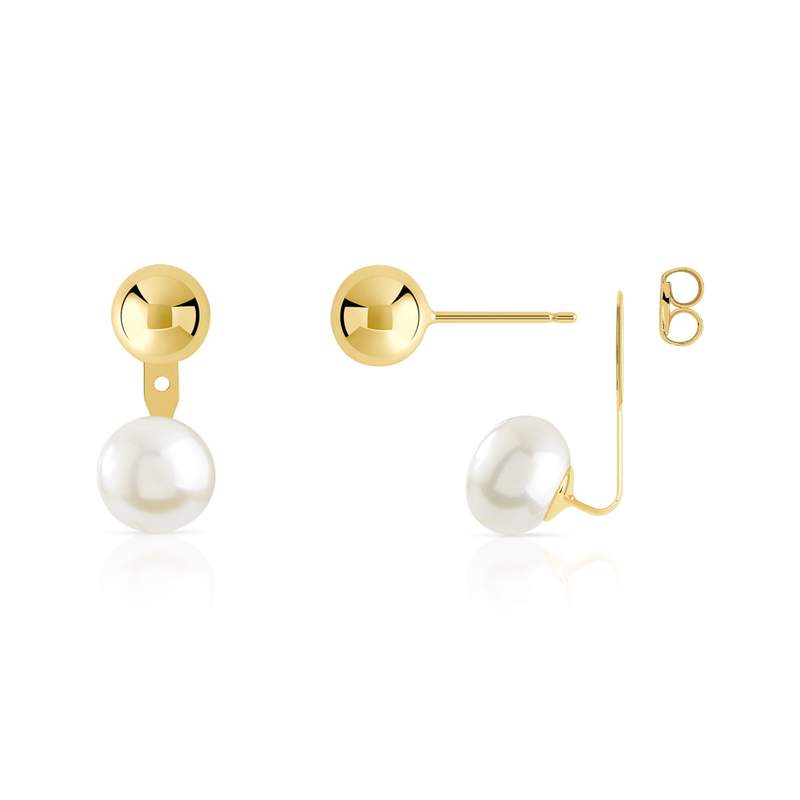 Boucles d' oreilles or 375 jaune perle de culture de chine - vue 1
