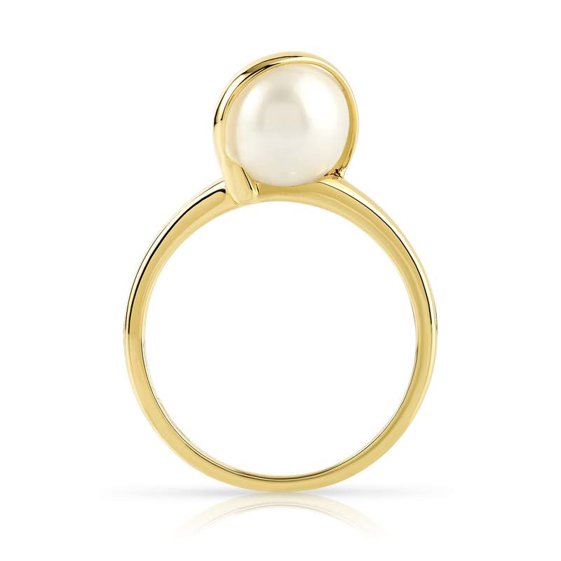 Bague or 375 jaune perle de culture de Chine - vue 2