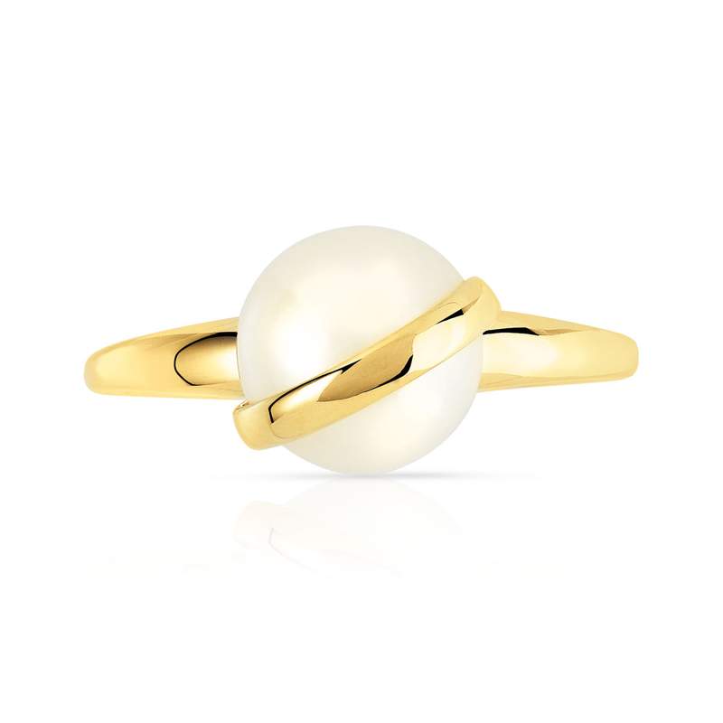 Bague or 375 jaune perle de culture de Chine - vue 3