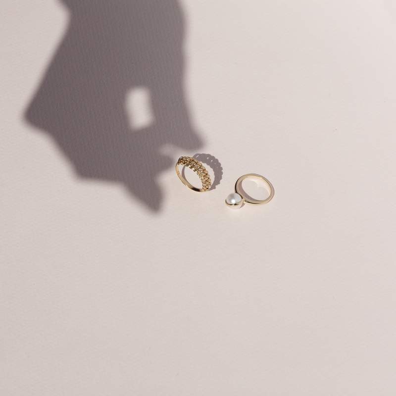 Bague or 375 jaune perle de culture de Chine - vue D3
