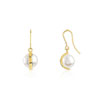 Boucles d'oreilles or 375 jaune pendants perles de culture de Chine - vue V1