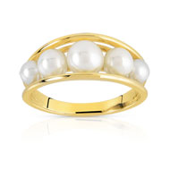 Bague or 375 jaune perle de culture de chine