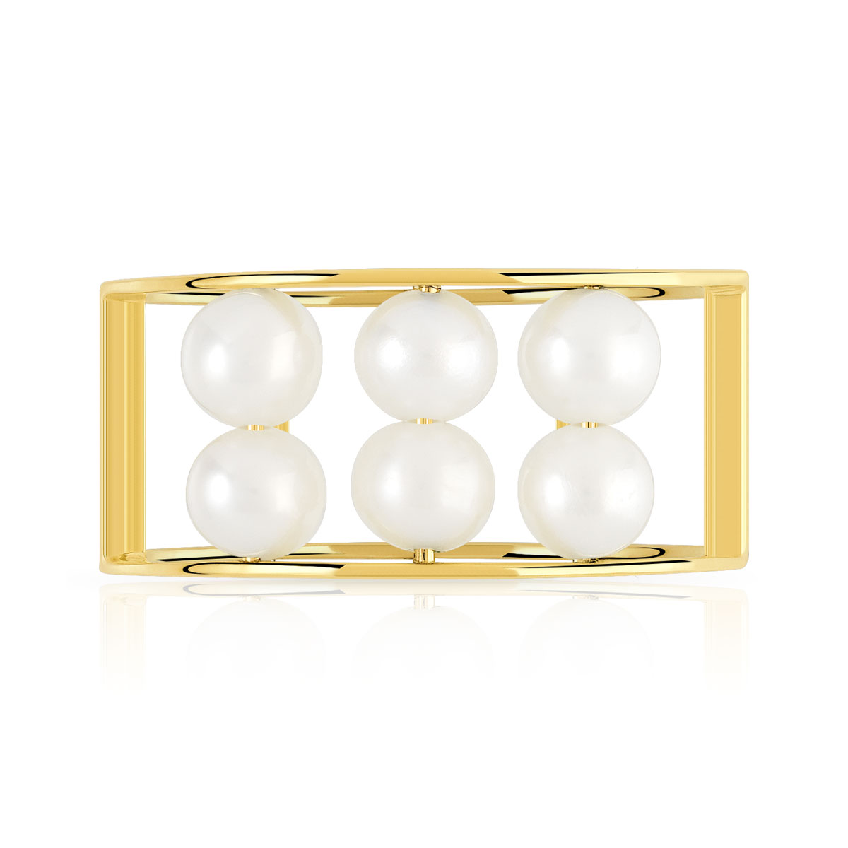 Bague or 375 jaune perle de culture de chine - vue V3