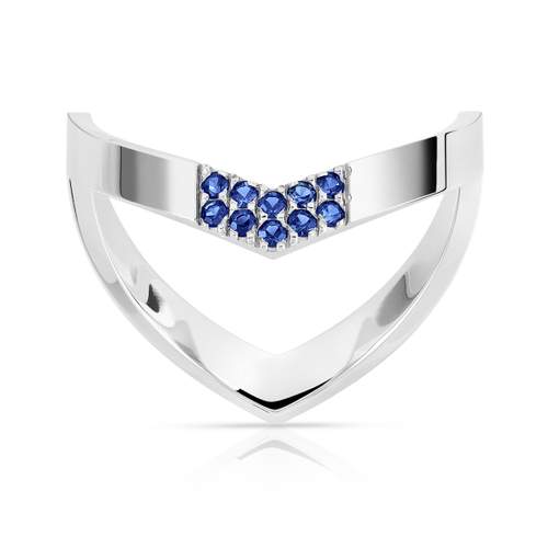 Bague or 375 blanc saphir