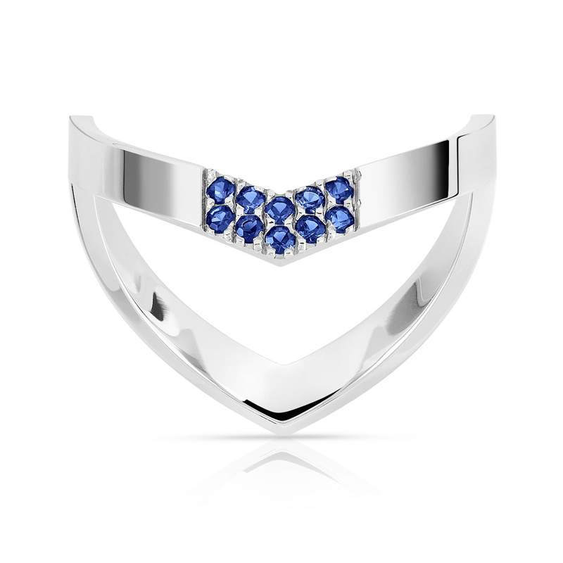 Bague or 375 blanc saphir - vue 1