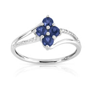 Bague or 375 blanc saphir et diamant
