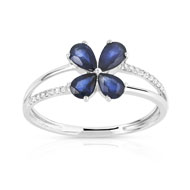 Bague or 375 blanc saphir et diamant