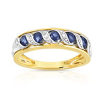 Bague 2 ors 375 saphirs et diamants - vue 1