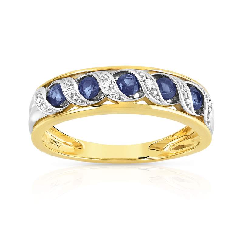 Bague 2 ors 375 saphirs et diamants - vue 1