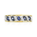 Bague 2 ors 375 saphirs et diamants - vue 3