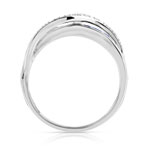 Bague or 375 blanc saphirs et diamants - vue 2