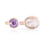 Bague or 375 rose améthyste et quartz rose - vue 3