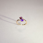 Bague or 375 rose grenat rhodolite et améthystes coeurs - vue D3